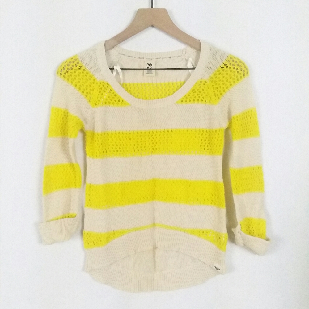 Roxy striped open knit high low sweater